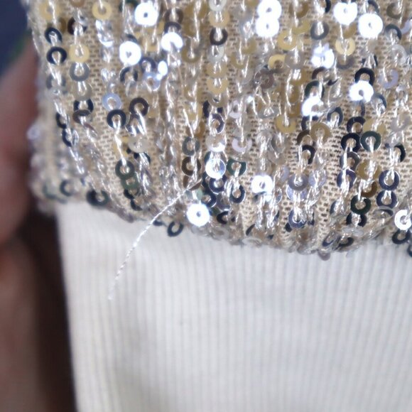 SEQUIN SLEEVE TOP 2/2X Torrid Cream Tan Gold Metallic Party Dressy Holiday NYE - Picture 4 of 9